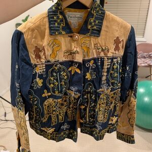 Patchington Blue and Tan Embroidered Jacket